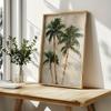 1pc Frameless Canvas Poster - Modern Tropical Palm Tree Art, Vibrant Green & Beige Botanical Print, High-Quality Canvas Wall Dec