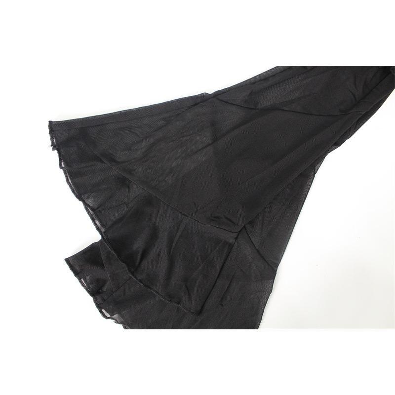 Sexy Stil Damen Mesh Spitze Halber Cardigan Langärmlig Holzohr Kante Perspektive Modekleid