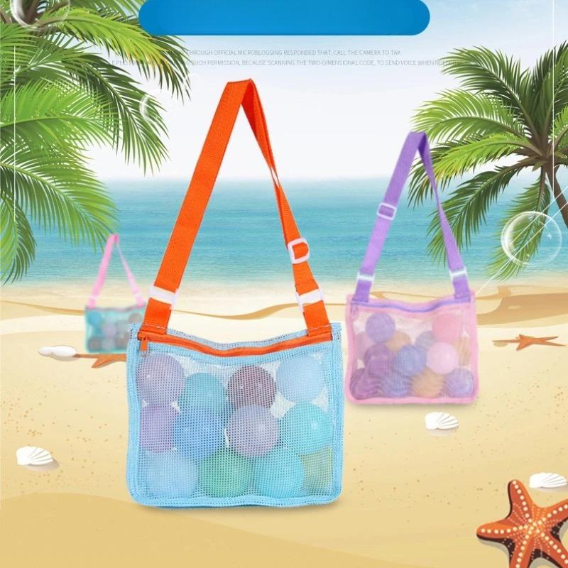 Kids Toy Storage Bag Quick-Dry Mesh Beach Shoulder Bag for Travel & Outdoor Play Breathable Lightweight Beach Bag