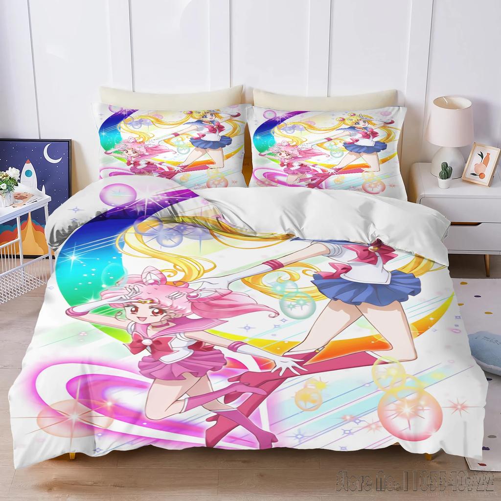 Anime S-Sailor Moon Home Love Child Duvet Cover Set HD Comforter Cover Bedclothes for Kids Bedding Sets Bedroom Decor