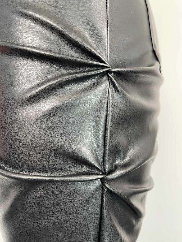 Damen Mode Schlank Geschnittene PU-Leder Lange Hosen, Persönlichkeit Faltbare Micro-Saum Hosen für Damen, Neue Saison