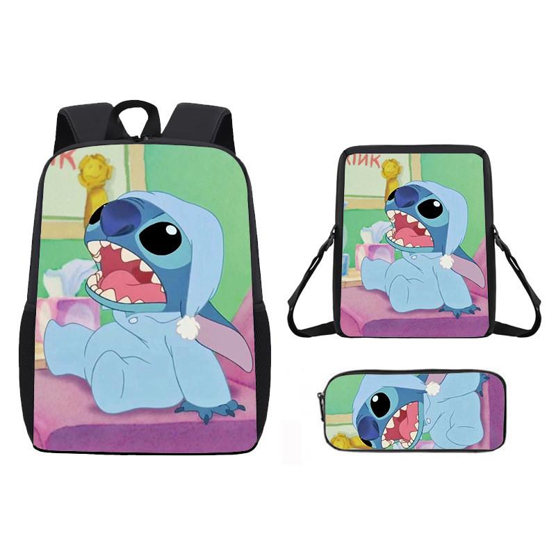 Stitch Cartoon Backpack For Kids Oxford Fabric Waterproof School Bag With Breathable Straps