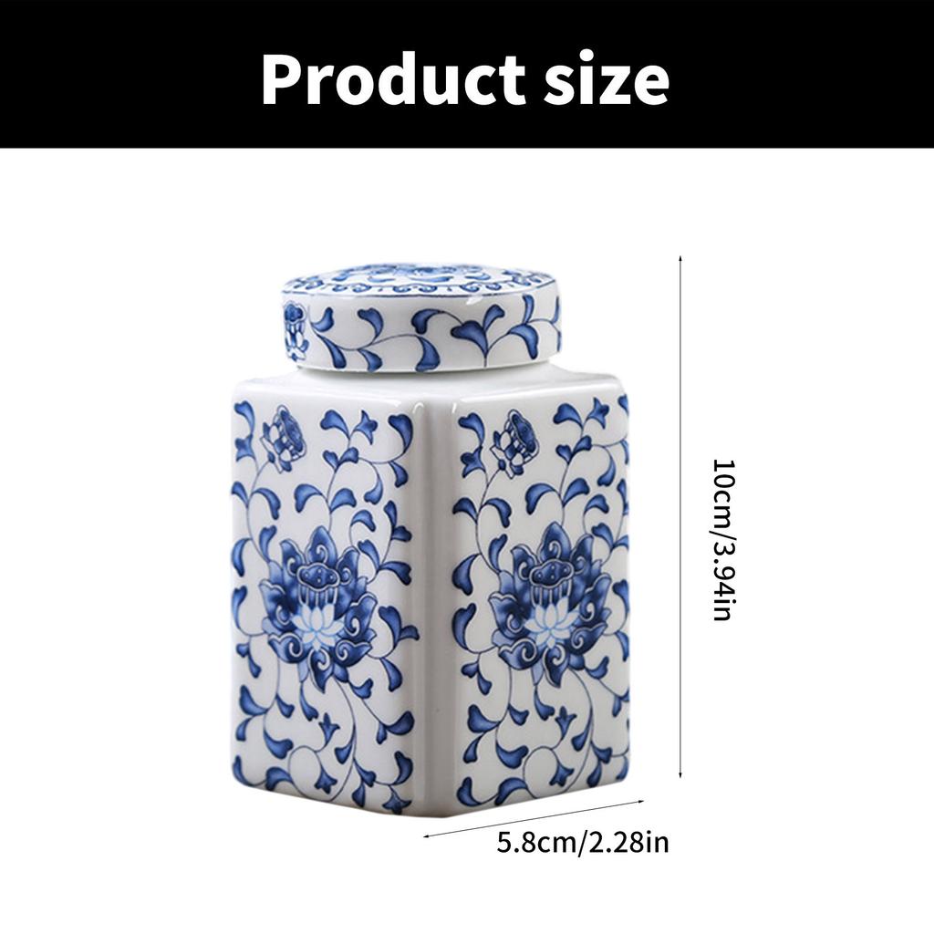Elegant Blue White Ceramic Ginger Jar Porcelain Temple Jar for Home Decoration and Storage Vase