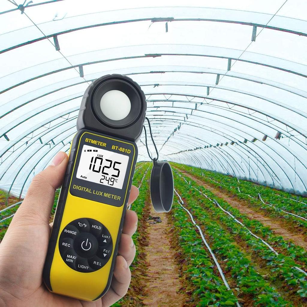 BTMETER BT-881D Digital Illuminance Light Meter, Measure Lights 0.01~400,000 Lux (0.01~40,000 FC) Foot Candles Luxmeter with 270º Rotated Sensor for