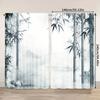 2PCS Zen Bamboo Ink Painting Curtains - 2D Artistic Light Filtering Panels for Bedroom Living Room Office   Rod Pocket Style