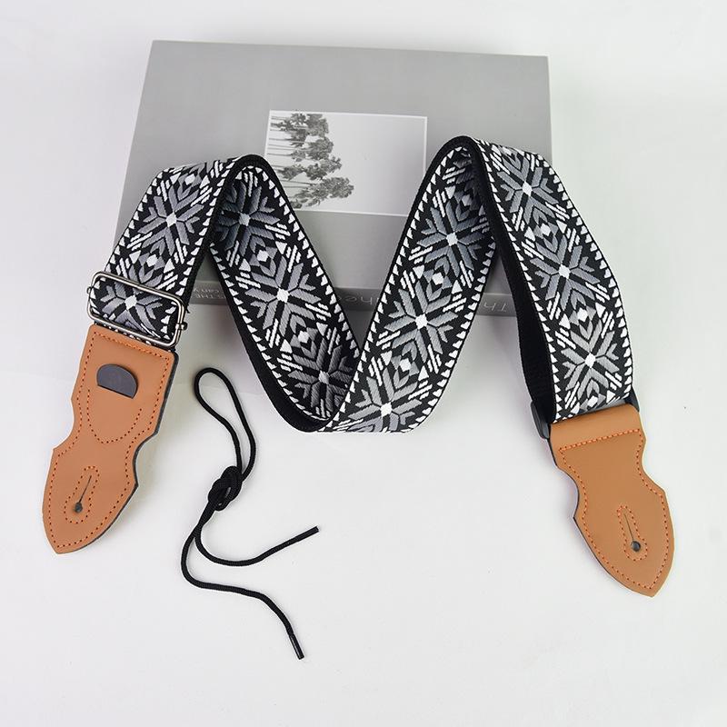 Premium Embroidered Guitar Strap - Thick, Long, and Adjustable for Acoustic and Electric Guitars