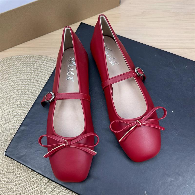 Fashion Flat Shoes for Women 2025 Spring and Autumn French Mary Jane New Flat Black Plus Size Women's Shoes 42 43 44 Loafers Ladies