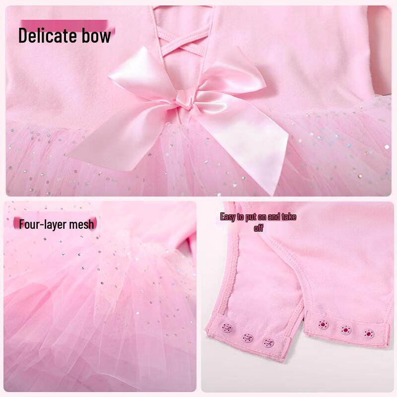Girls' Long Sleeve Pink Princess Ballet Leotard