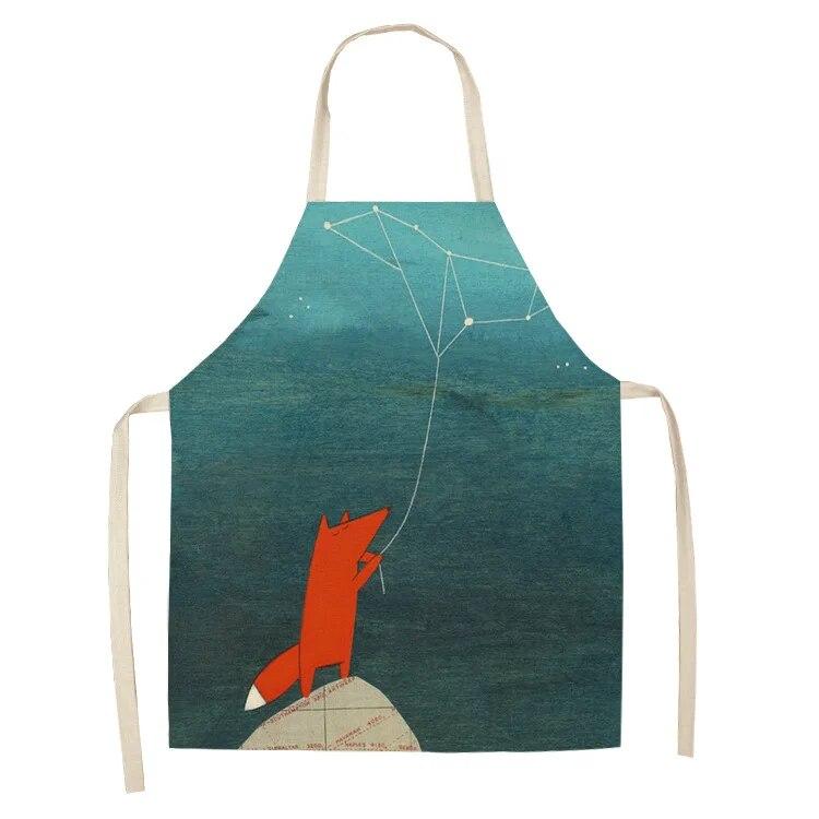 Kochschürze zum Backen, Kochen, Küchenschürze, Cartoon-Fuchs-Schürze, Leinenschürze, Unisex, Abendessen, Abendessen, Kochlätzchen, Schürze, Reinigungsschürze