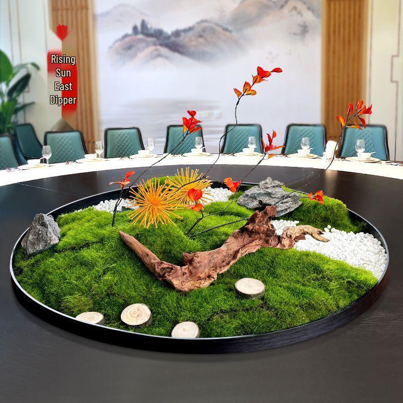 Best-Selling Moss Ornaments: Large Round Hotel Dining Table Centerpiece with Miniature Landscape Theme