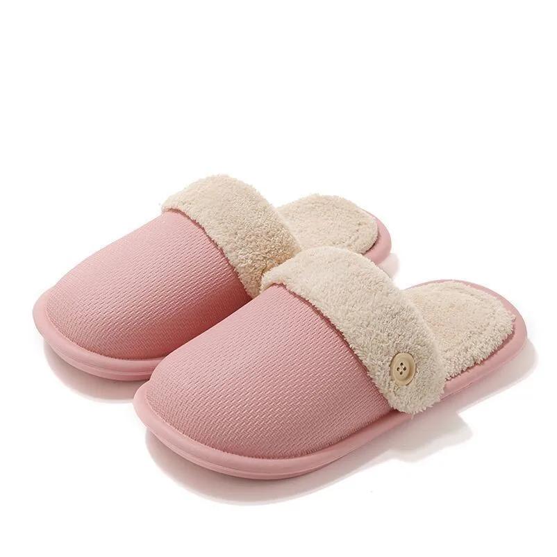 Winter cotton slippers can be disassembled and washed men's and women's shoes are warm couple's home added with plush slippers