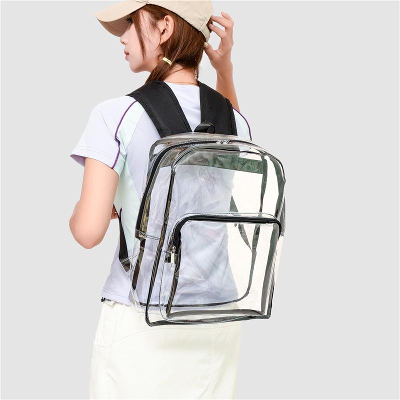 Schoolbag Transparent Backpack Women's 1011 New Waterproof Travel Backpack PVC Large Capacity Storage Junior High School Student Schoolbag