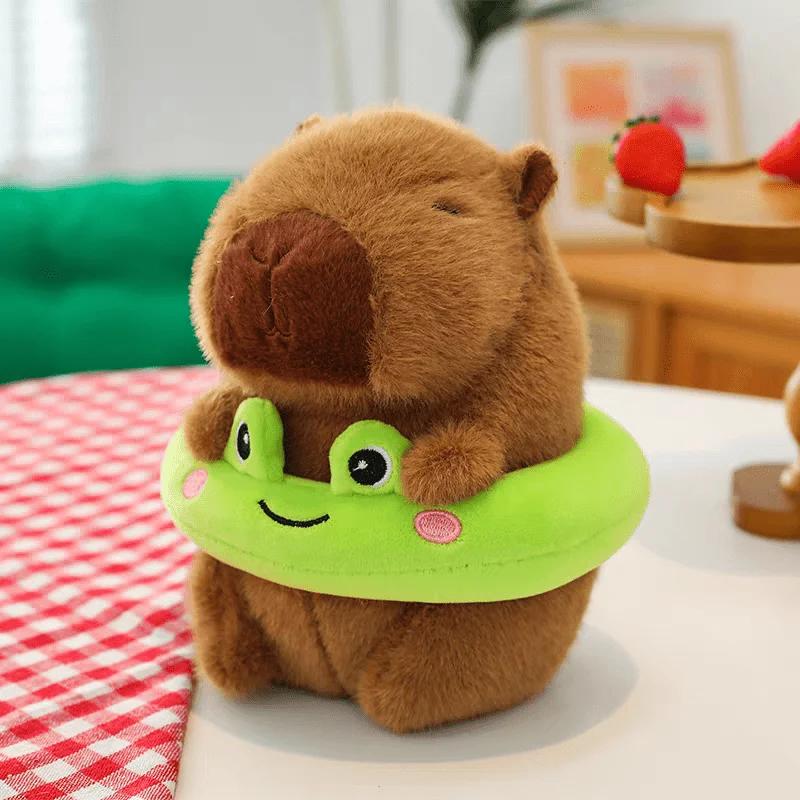 Cute Capybara Swimming Circle Plush Toys – Frog/Duck/Dolphin/Mouse Soft Doll Pillows Birthday Gift & Claw Machine Toys for Kids