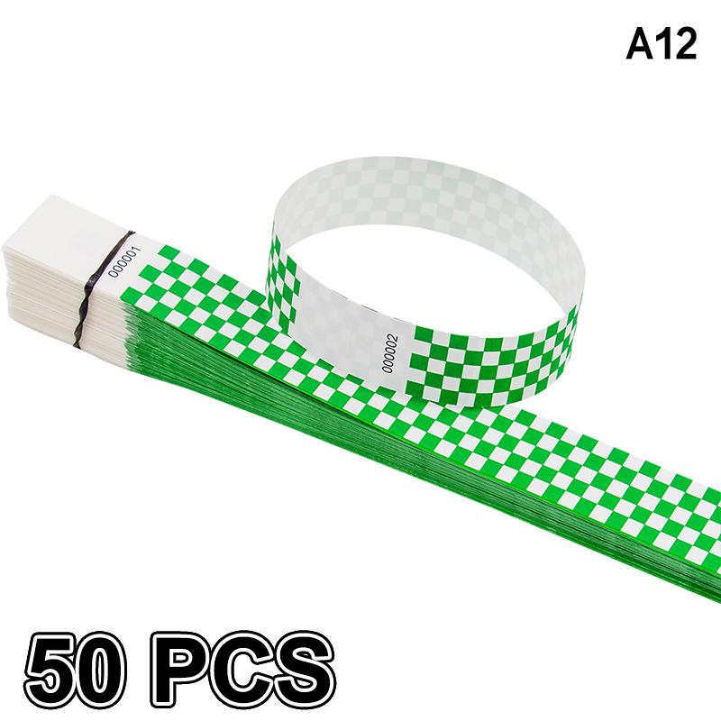 50/100Pcs Mosaic Pattern Colorful Paper Wristbands Waterproof Disposable Bracelets For Parties, Concerts, Festivals