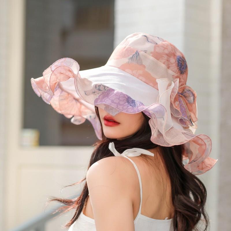 

Солнцезащитная пляжная шляпа для женщин с широкими полями, шляпа для рыбалки, повседневная, защита от ультрафиолета, праздничные пляжные кепки оранжевый