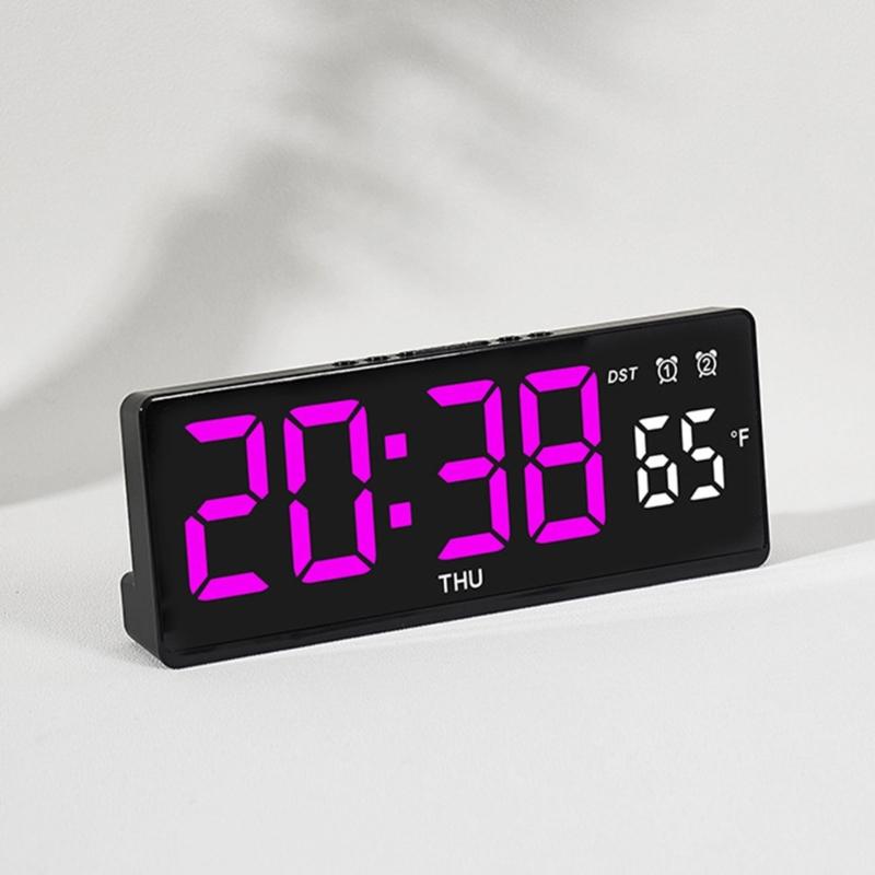 LED Digital Alarm Clock Wall Clock with Timer Date Temperature Display Bed Side Clock for Student,Office,Travel Use