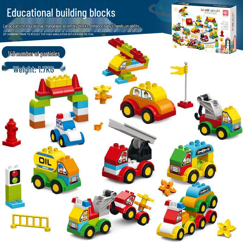 Large Particle Interlocking Police Car Building Blocks for Kids