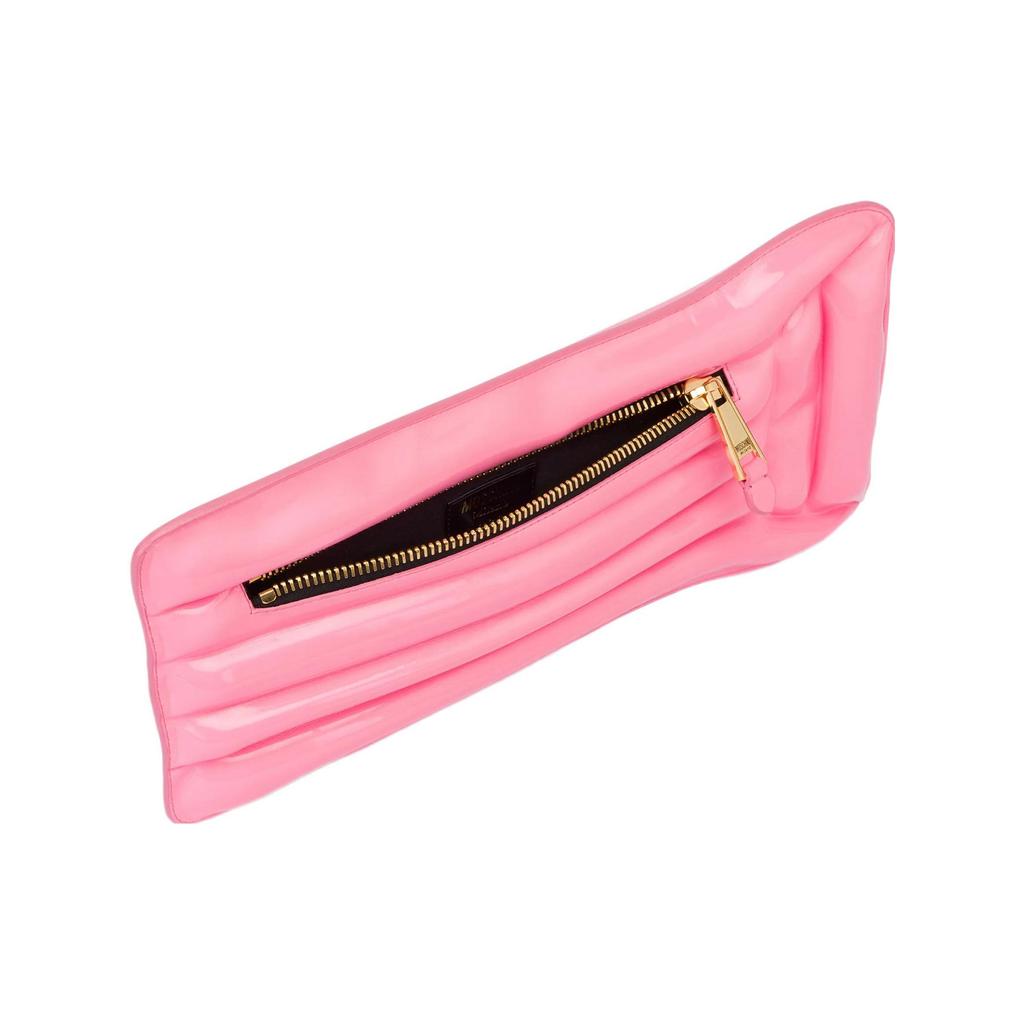 Moschino Inflatable Mattress Shaped Patent Effect Logo Print PU Clutch Women clutch Pink A73108206-2206