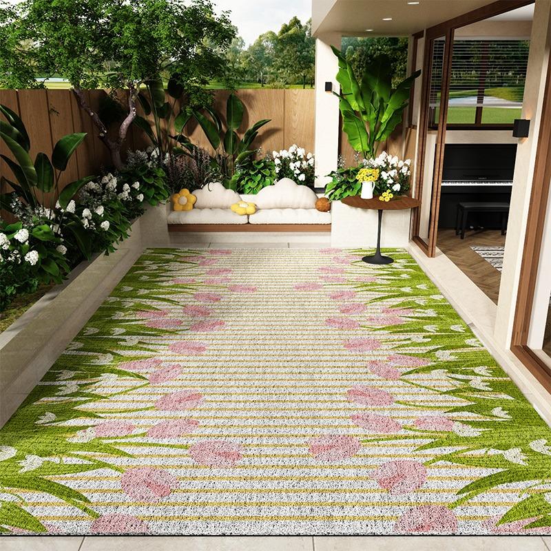

Non-slip Waterproof Balcony Floor Mats Sun-proof Flower Pattern Carpet Large Size Garden Terrace Rug Home Decor 50x80cm