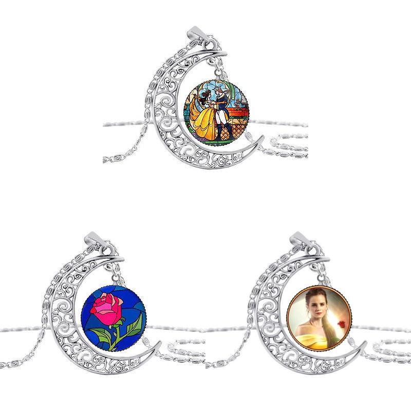 Beauty And The Beast Glass Bead Pendant Necklace For Friends Gift