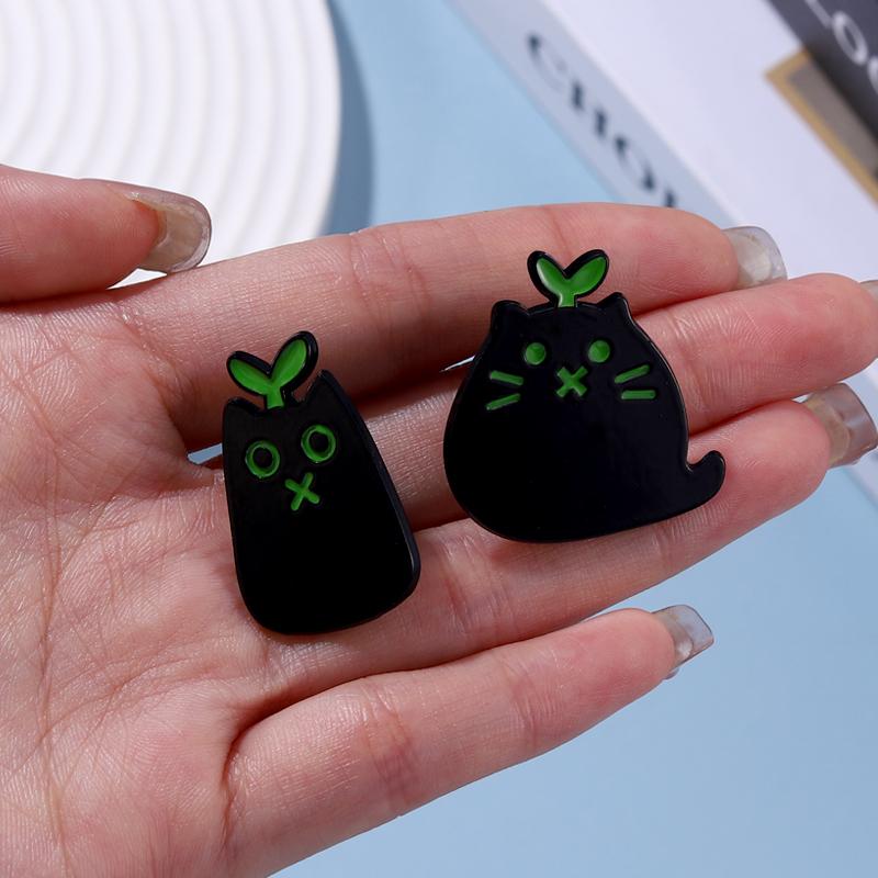 Sprosse Schwarze Katze Emaille Anstecknadeln Benutzerdefiniert Niedliche Tiere Broschen Cartoon Kragenabzeichen Schmuck Geschenk für Kinder