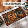 Fox Theme Crystal Velvet Floor Rug Personalized Custom Name Text Warm Carpet Home Decoration