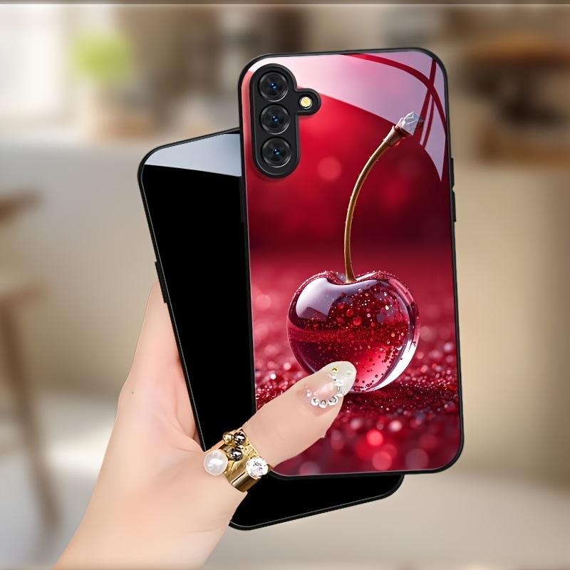 Samsung S26ULTRA Phone Case A90 Cherry S24 Tempered Glass A16 Black S25 Protective Case A07
