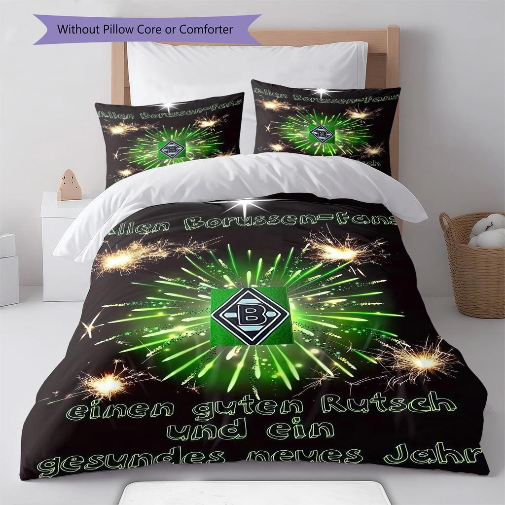 Borussia Pattern Bedding Quilt Set Quilt Cover Pillowcase Home Decoration Birthday Gift (1 * duvet cover + 2 * pillowcase, without core)
