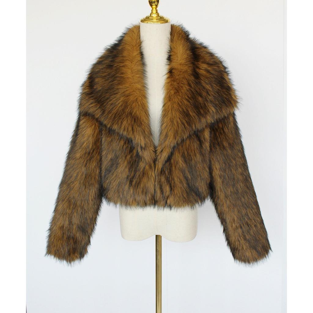 Women's Autumn and Winter New Imitation Fur Jacket Top, Women's Artificial Fur Short Plush Jacket