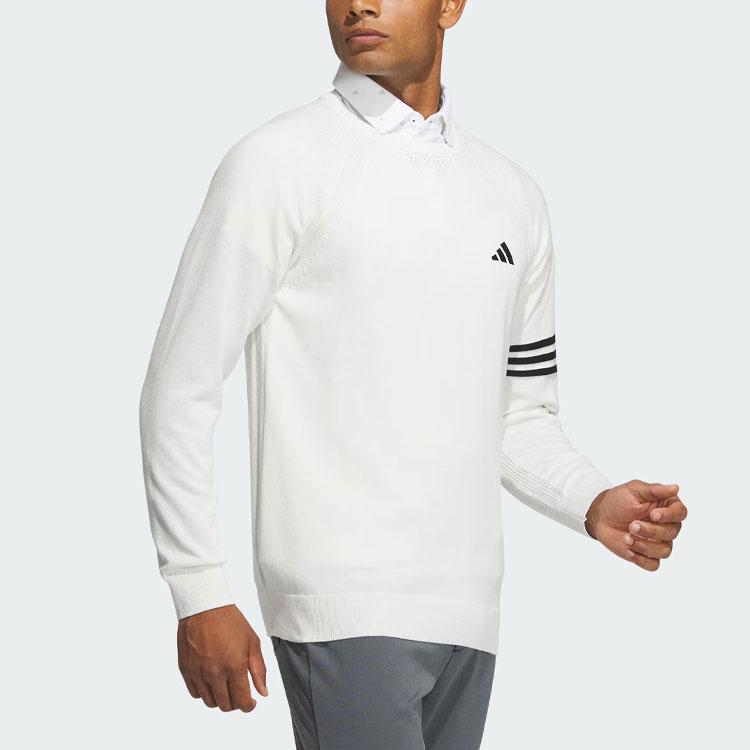 Adidas Long Sleeve Pullover Sweater Color Block Golf Sweater Men Sweater White IN9049