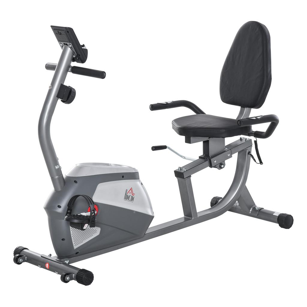 Ergometer mit LCD-Display, 8-stufige einstellbare Magnetwiderstand, Liegeergometer mit Herzfrequenzsensoren