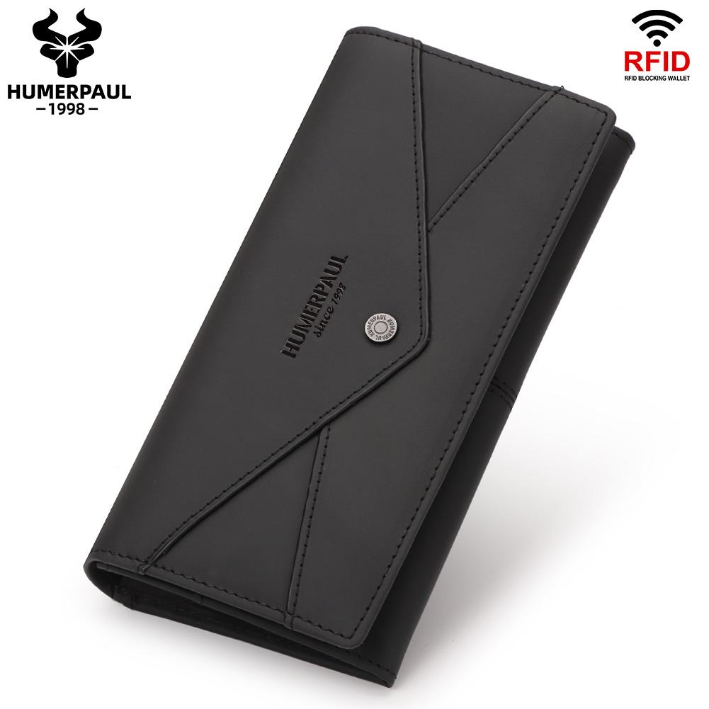Humerpaul The First Layer of Cowhide Ladies Clutch, Large-capacity RFID Anti-theft Swipe Multi-card Wallet with Photo Window