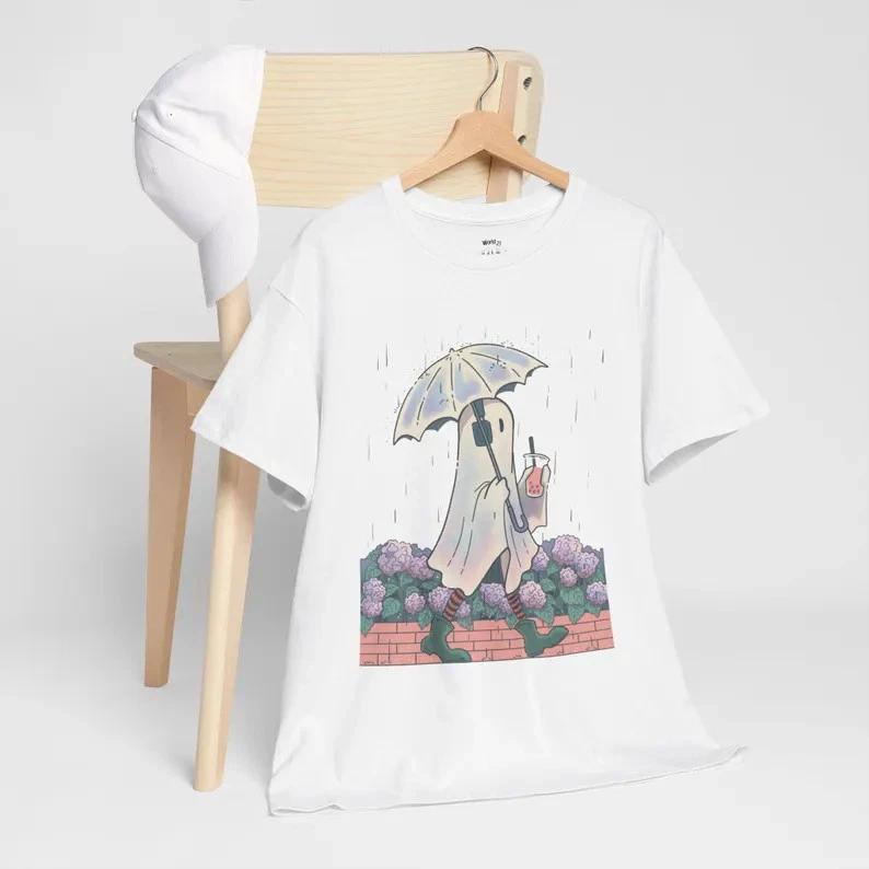 Rainfall Ghost Halloween Spooky Season White Tshirt Gift For Fans 2XL