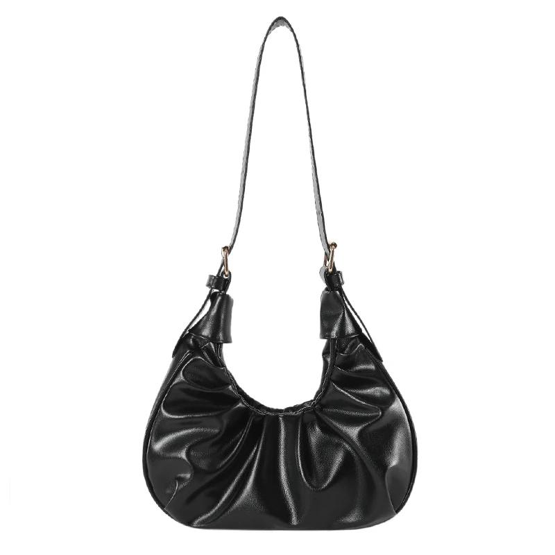 Women's Shoulder Bags with Internal Compartments Monochromatic Zippered PU Bags Stitching Line  New Fashion