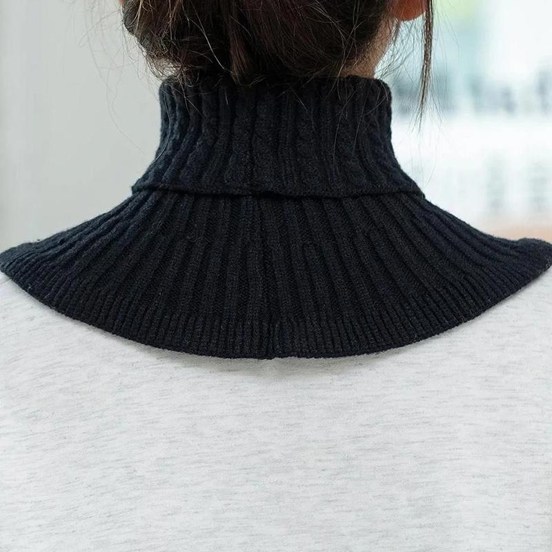 1Pc Solid Color Fashion Knitted Windproof Women Detachable Fake Collar Warmer Neck Turtleneck