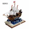 925Pcs Magic Book Sailboat Building Block Ornament Set Military Imperial Warship Model Modular Assemblytoys Adults Gift
