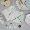 Mint Green Marble Paper Cups Plates Napkins With Bronzing Disposable Paper Tableware For Party Cake Plate Cups Wedding Birthday Banquet Decor