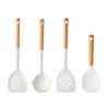 Food Grade Silicone Kitchen Utensils Set Beech Wood Handle Heat Resistant Non-Stick Cookware Spatula Spoon Whisk Tongs