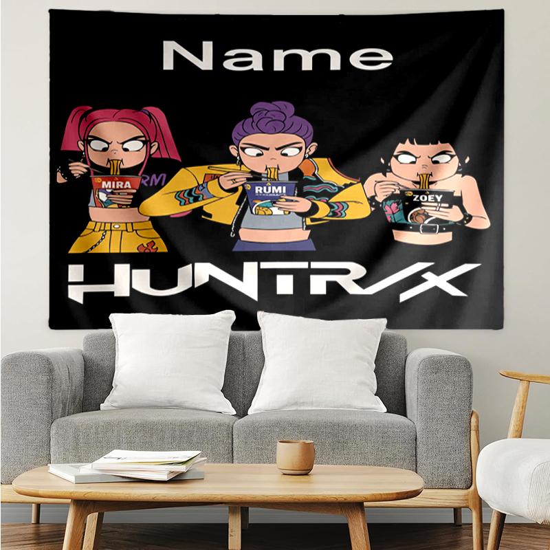 Custom Name KPop Demon Hunters Print Tapestry, Backdrop, Easy Setup, Ideal for Bedroom, Office & Living Room, with Aesthetic Wall Hanging Decor.