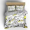 Cute Black and White Cat Pattern Bedding Duvet Cover Set  (1*Duvet Cover 2*Pillowcases, Without Duvet Insert)