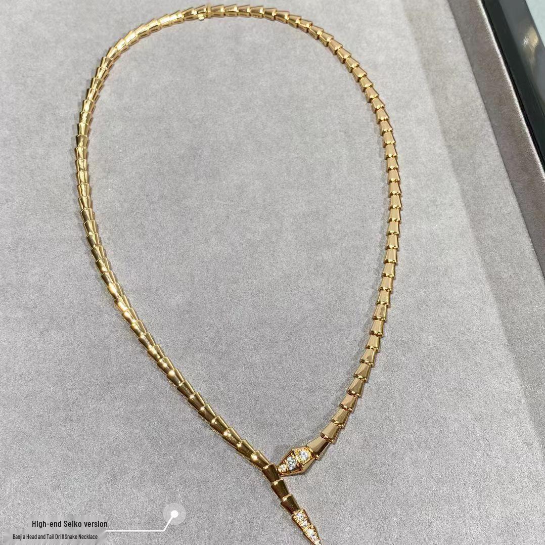 Baojia Diamond-Accented Snake Coil Necklace, Luxury
