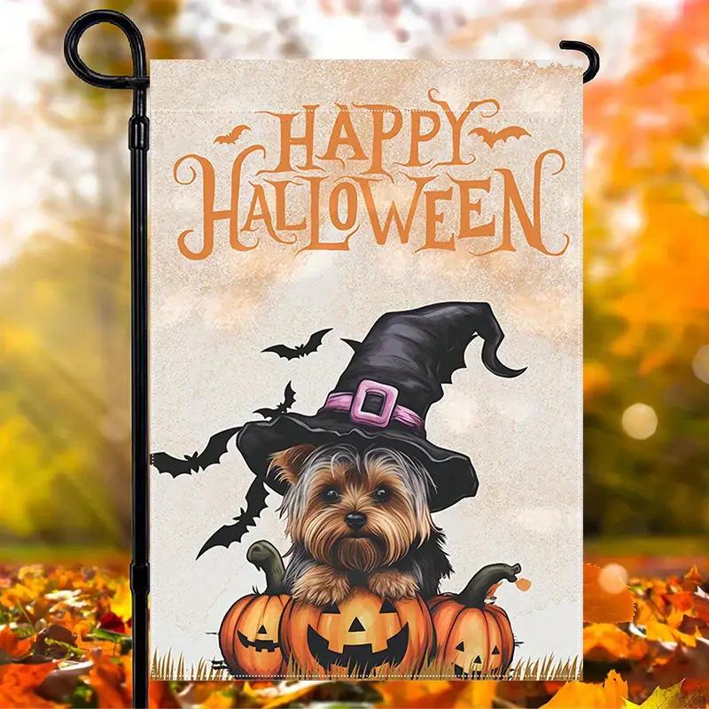 

1pc Halloween Garden Flag Allan Poe The Raven Cowboy Cat 3D Printed Halloween Yard Outside Decoration No Flag Pole 12X18 Inch 30x45