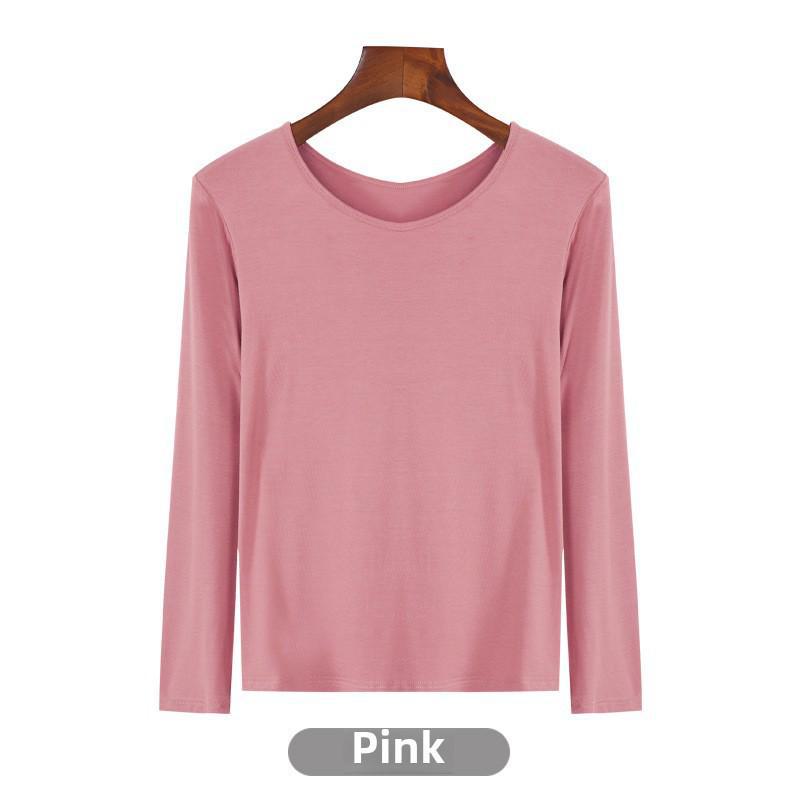 Korean Half-High Collar Slim Fit Modal T-Shirt - Long-Sleeve Solid Color Top
