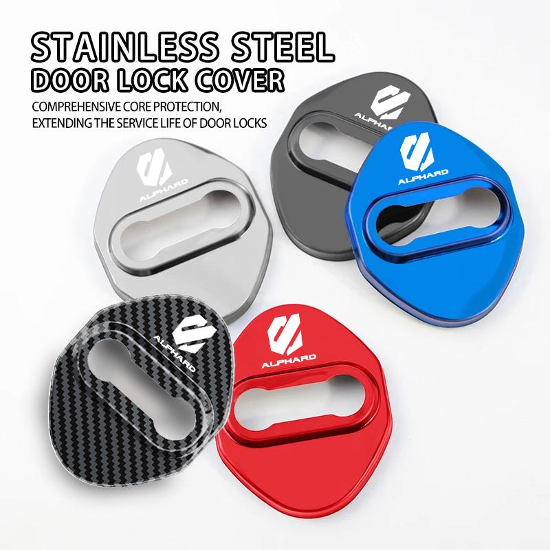 ACS2   4Pcs Stainless Steel Car Door Lock Cover Case Stickers Accessories For Toyota Alphard Vellfire 2003-2011 2012 2013 2014 10 20