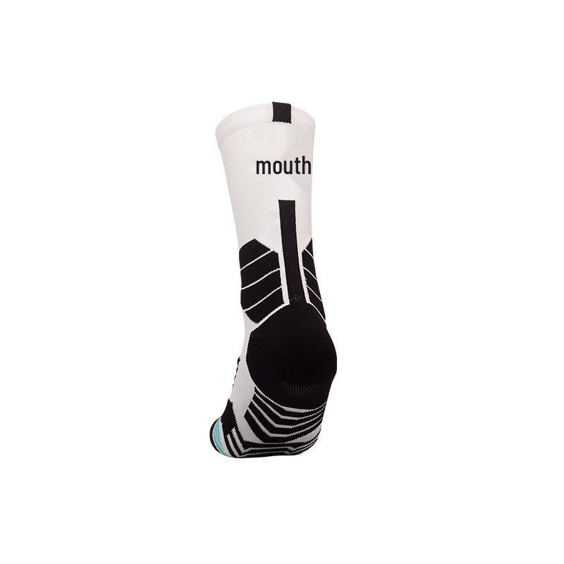 Men's Black and White Breathable Shock-Absorbing Basketball Socks