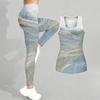 Marble Veining Printed Yoga Outfit for Women Fashion Workout Leggings Fitness Sports Casual Yoga Set Sports Suit