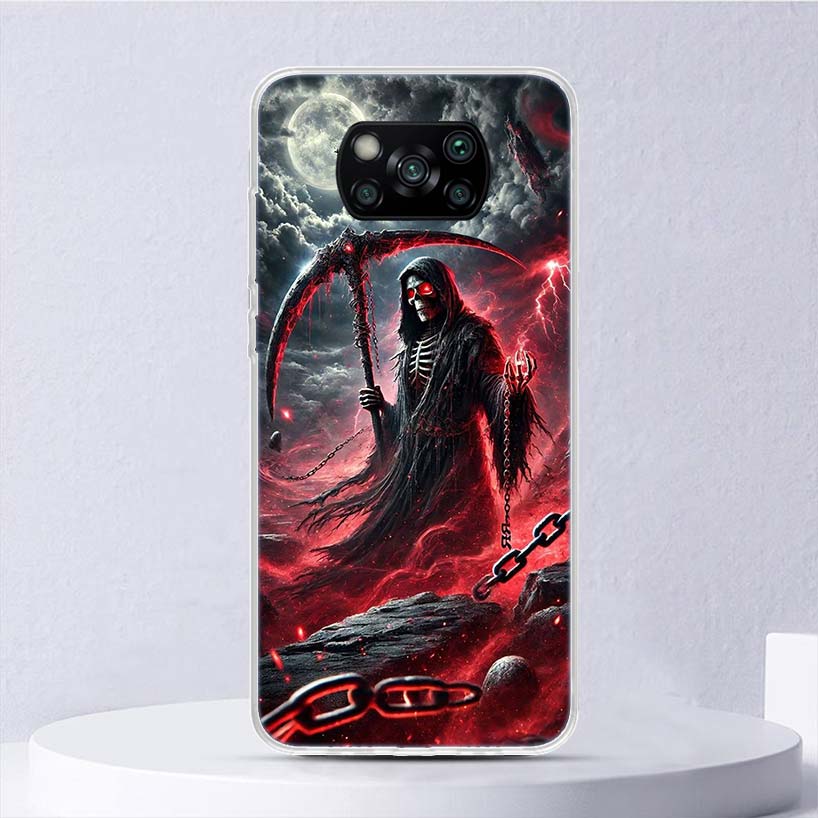 Death Grim Reaper Skull Scythe Soft Case For Xiaomi Poco X7 X6 X5 X4 X3 Nfc F7 Ultra F6 F5 Pro Phone Cover F4 Gt F3 M5S M4 M3 M5