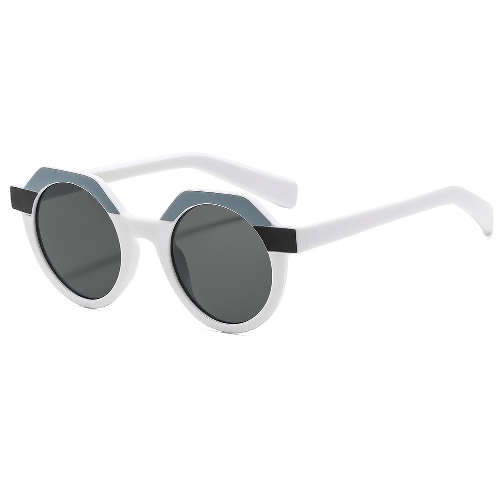 New sunglasses round color matching sunglasses men's and women's personalized trendy sunglasses anti-blue flat glasses