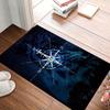Velvet area carpet weighted crystal velvet 1pc blue compass pattern printed non-slip area carpet suitable for living decoration