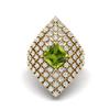3.74 Ctw Cushion Peridot 925 Sterling Silver Gold Vermeil Cocktail Long Finger Women Wedding Ring